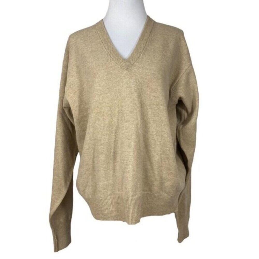 Pendleton Womens‎ Tan 100% Virgin Lambswool V-Neck Pullover Sweater Size M